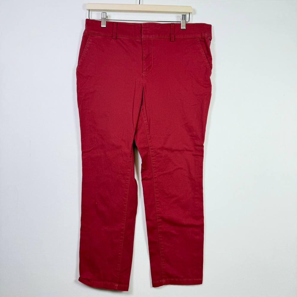 LOFT Red Stretch Cotton Straight Leg Chino Pants 12P